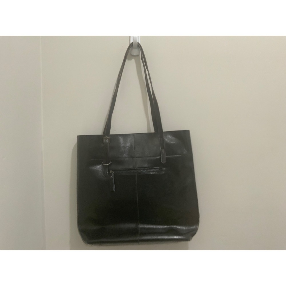 Kattee Women Black Genuine Leather Tote Bag Shoulder Purse Adjustable Straps